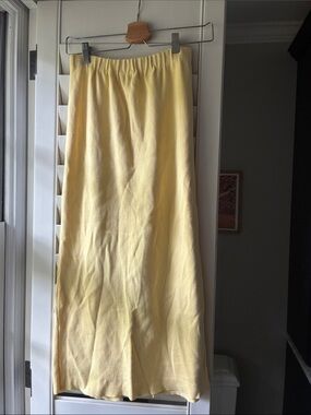 Vintage Soft Yellow Women's Skirt - Elastic Waist